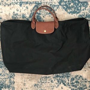 Large black nylon long champ bag